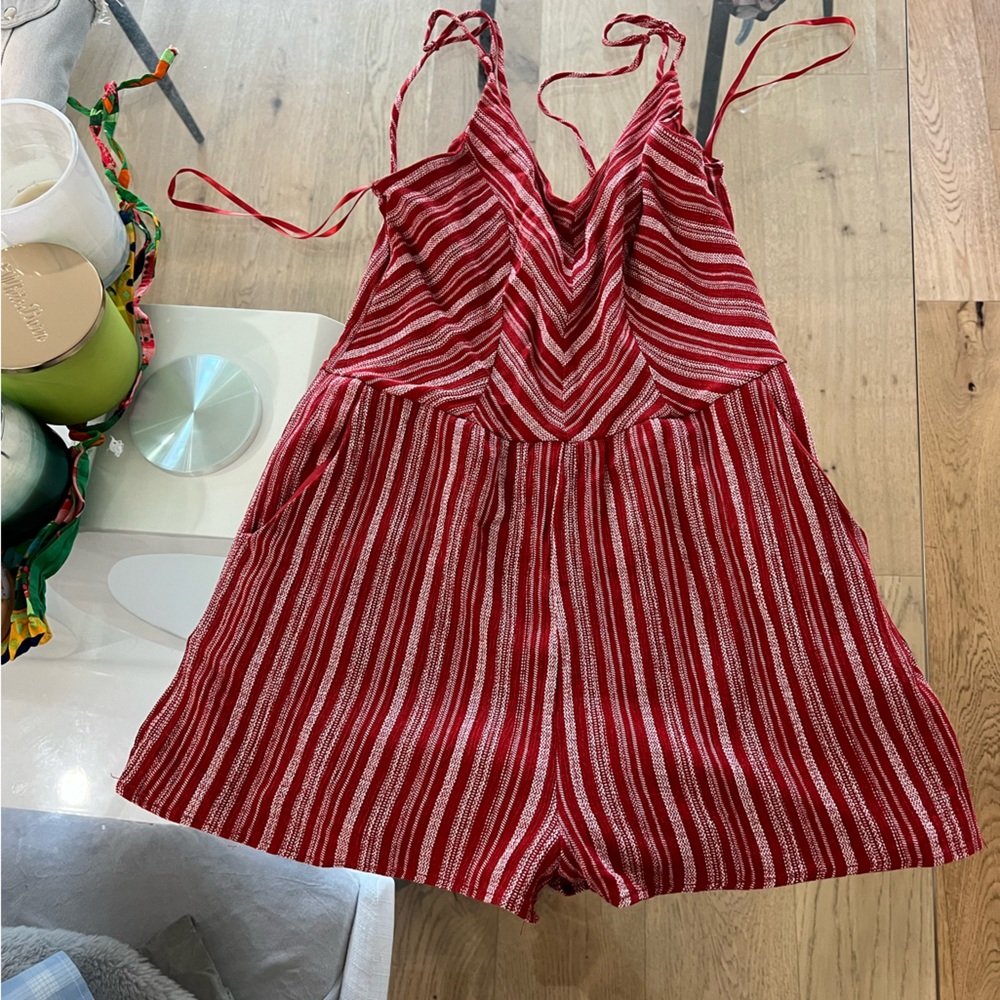 Red Striped Romper - Picture 3 of 4